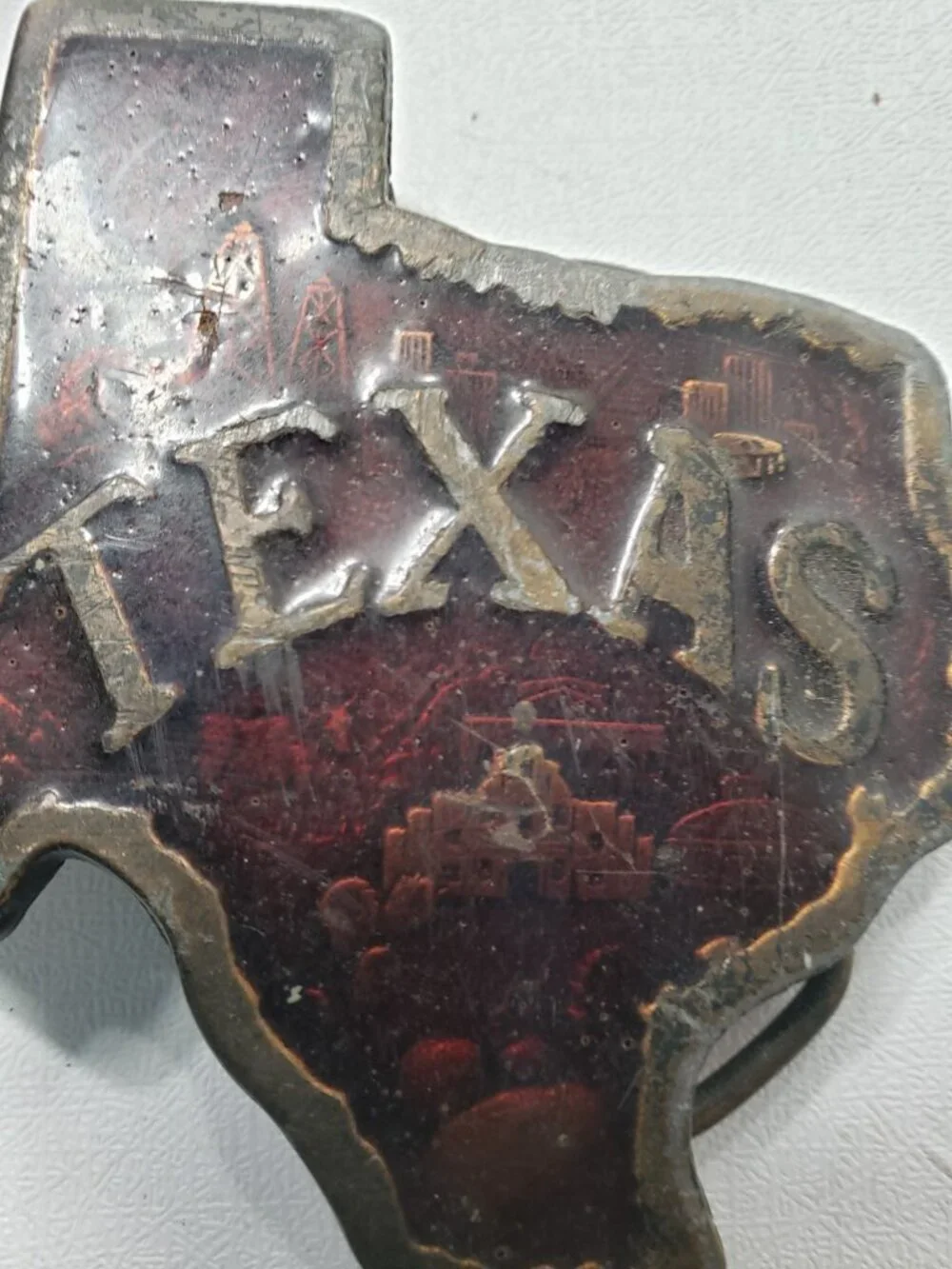 Vintage 1977 Indiana Metal Craft Texas Lone Star State Belt Buckle F-118